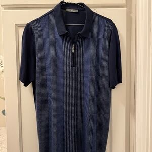 BRAND NEW Haight & Ashbury TEXTURED VERTICAL STRIPE ZIP KNIT POLO In XL
